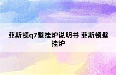 菲斯顿q7壁挂炉说明书 菲斯顿壁挂炉